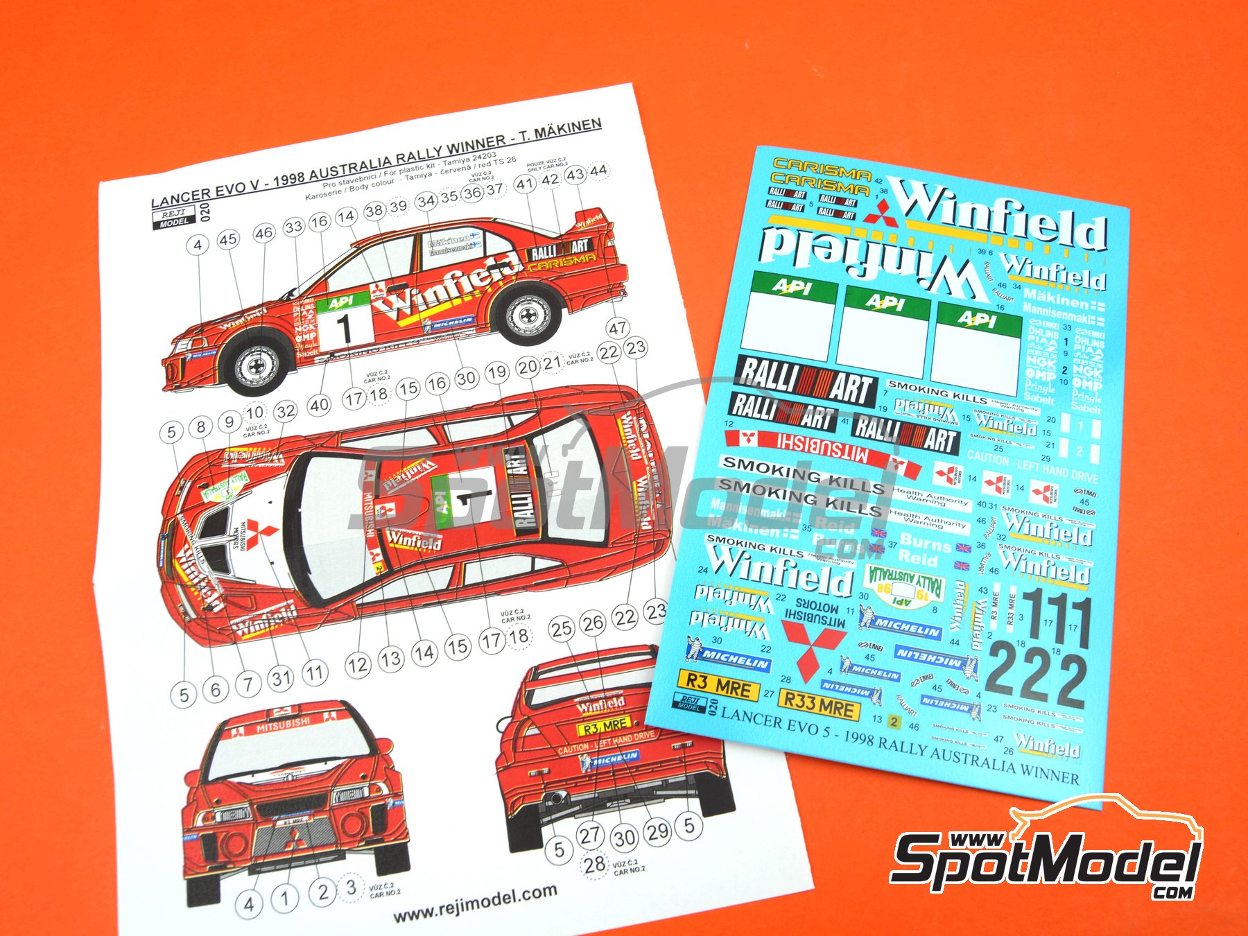 Mitsubishi Lancer Evo V Mitsubishi Ralliart Team sponsored by Winfield -  Australian Rally 1998. Marking / livery in 1/24 scale manufactured by Reji  Mo